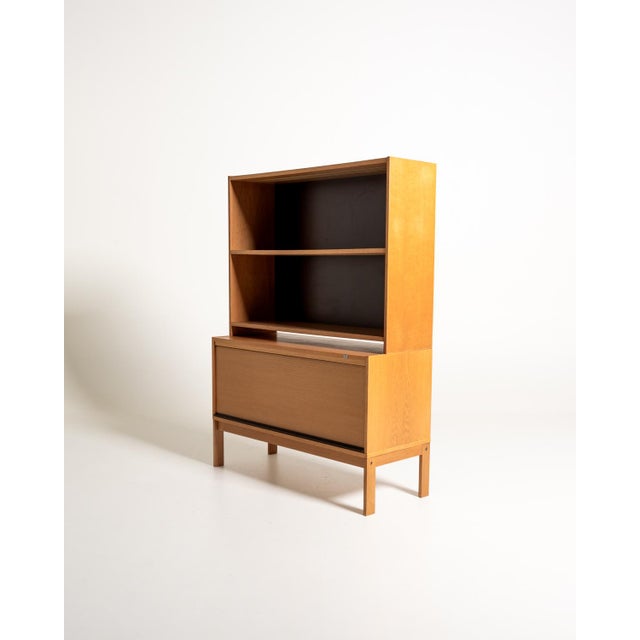 1960s Scandinavian Oak Bookcase with Shutter, 1960s For Sale - Image 5 of 12
