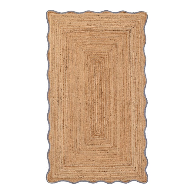 3x5Ft. Grey Wave Scallop Jute Rug For Sale