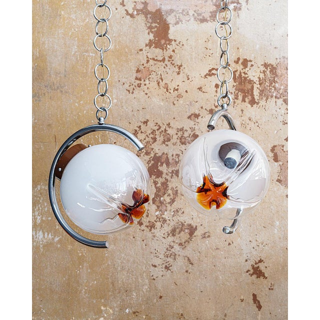 1970s Murano Mazzega Pendant Lamps from Made Murano Glass, 1970s, Set of 2 For Sale - Image 5 of 15