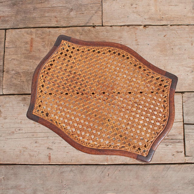 Antique French Cane Foot Stool For Sale - Image 3 of 6