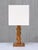 French Art Deco Geometric Oak Table Lamp with Linen Shade, Late 1930s For Sale - Image 14 of 14