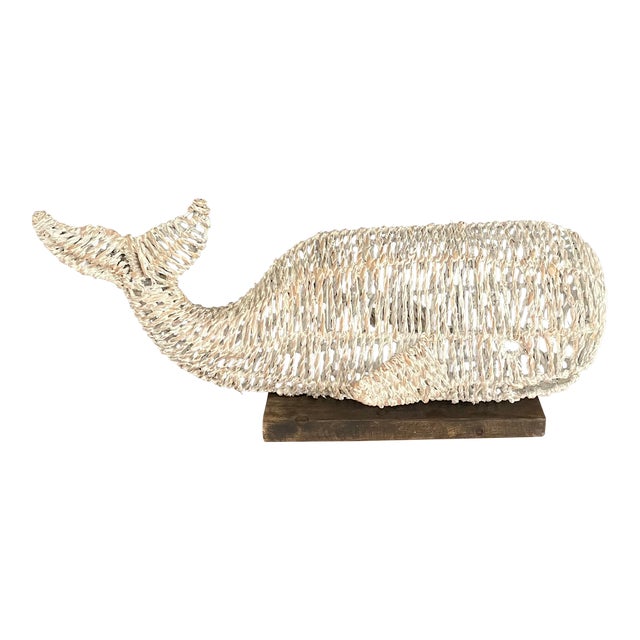 1970s Woven Rope and Wire Maine Atlantic Whale Sculpture For Sale
