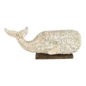 1970s Woven Rope and Wire Maine Atlantic Whale Sculpture