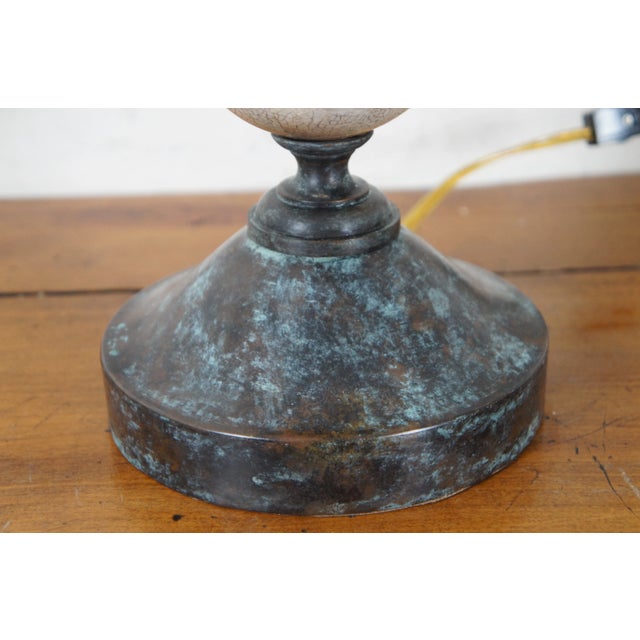 Late 20th Century Maitland Smith Shell Mosaic Stacked Ball Candlestick Buffet Table Lamps - Set of 2 For Sale - Image 9 of 12