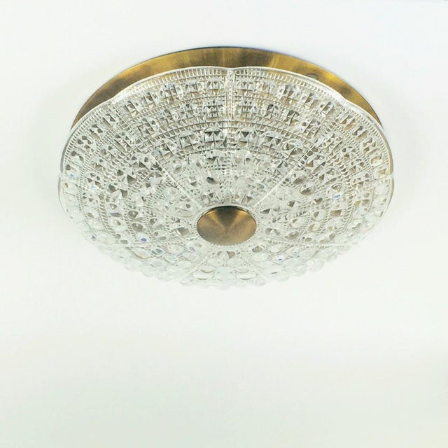 Mid-Century Modern Scandinavian Glass and Brass Flush Mount by Carl Fagerlund for Orrefors, Sweden, 1960s For Sale - Image 11 of 11