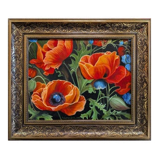 Zoriana Pavlyshyn Original Oil Painting “Poppies” – Renaissance Still Life For Sale