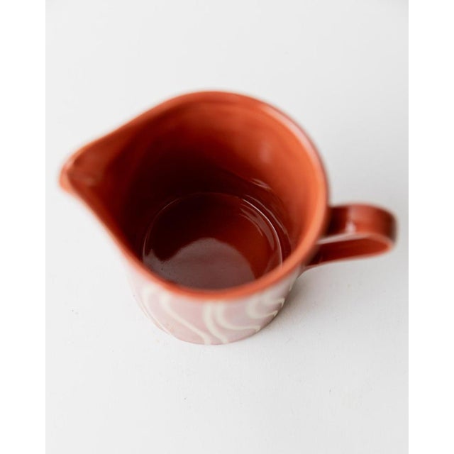 Mid-Century Striped Rust Orange Ceramic Teapot with Lid and Creamer, 1970s For Sale - Image 9 of 12