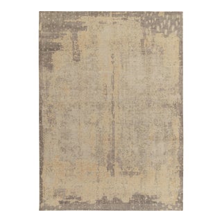 Distressed Style Modern Rug in Gray & Beige Abstract Pattern by Rug & Kilim For Sale