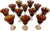 Large Set of 12 Hand Blown Glass Tortoise Amber Stemmed Goblets. Raised on translucent glass bases with stems supporting...
