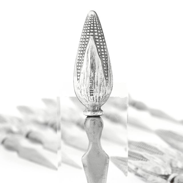 Set of 12 Mid 20th Century Figural Sterling Silver Corn on the Cob Holders For Sale - Image 12 of 12