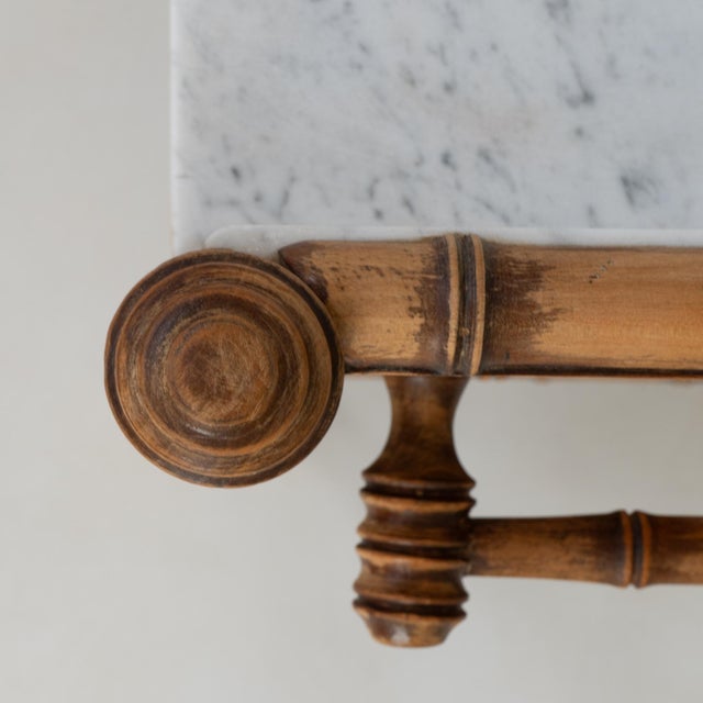 1900s French Faux Bamboo Console Table With Marble Top For Sale - Image 14 of 18