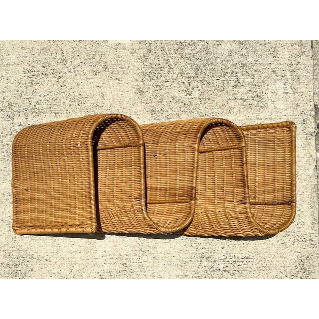 Mid-Century Modern Vintage Woven Rattan Wall Sculpture For Sale - Image 3 of 14