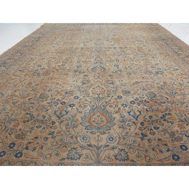 Blue Authentic 1900s Persian Kirman Handmade Wool Rug For Sale - Image 8 of 10