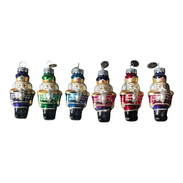 Vintage Christopher Radko Christmas Glass Ornaments Nutcrackers- Set of 6 For Sale