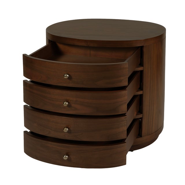 2020s Nora 28 in. W Oval Wood 4 Drawer Nightstand, Natural Walnut For Sale - Image 5 of 11