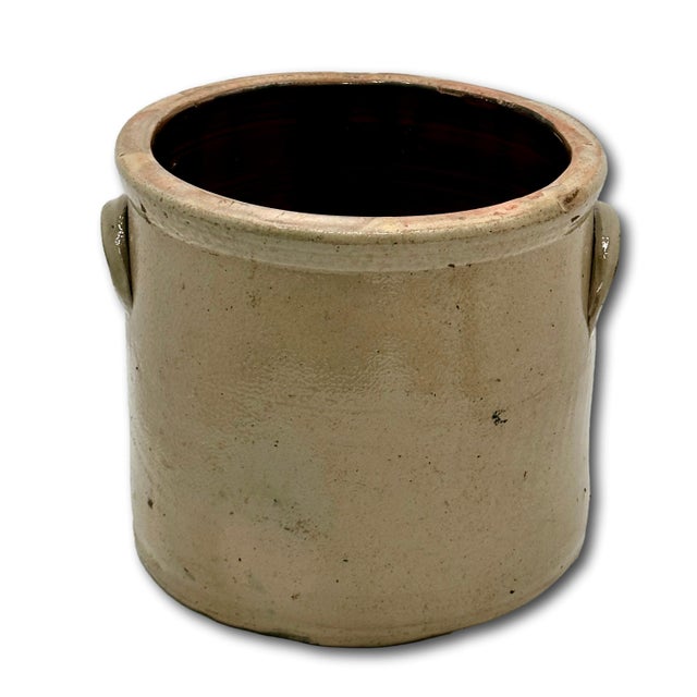 Nice Small 1 Gallon Size Antique American Blue Decorated Stoneware Storage Crock - Jar Circa Mid 19th Century For Sale - Image 13 of 15