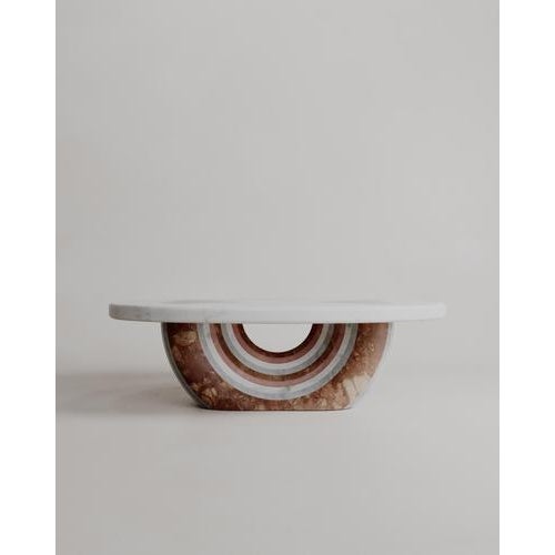Custom limited edition, marble stone aïmi coffee table with heart shape on top by esther knopfler dimensions: l 134 x w 80...
