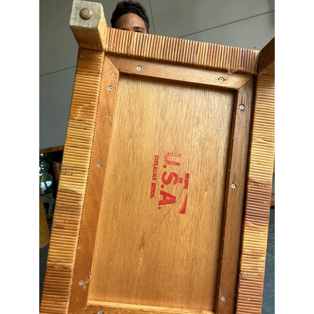 Wood Vintage Boho Bielecky Brothers Woven Rattan Nightstands - A Pair For Sale - Image 7 of 8