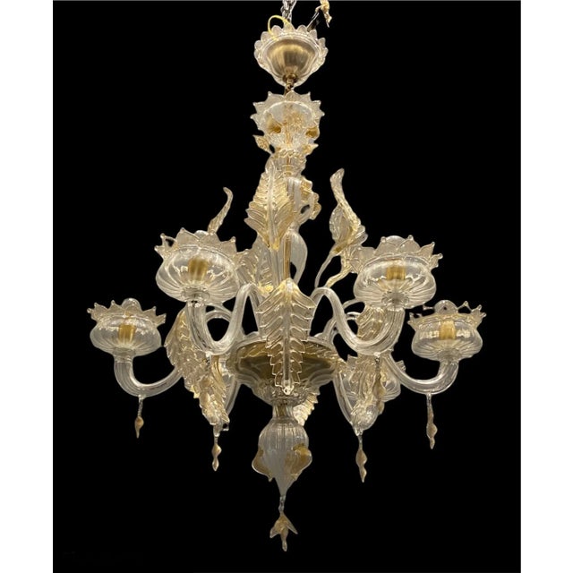 Italian Murano Glass Gold Chandelier by La Murrina For Sale - Image 6 of 18
