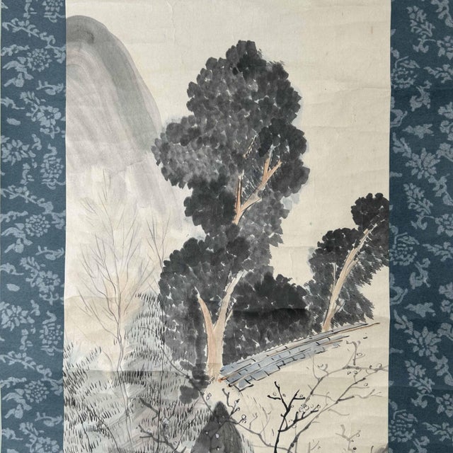 Antique Scroll of Japanese Landscape, 1920s For Sale - Image 11 of 16