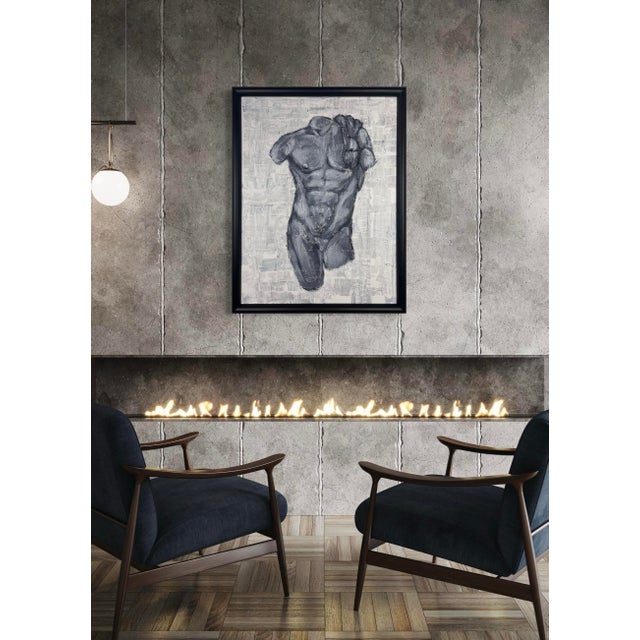 Figurative Torso of Antinous - Original Mixed-Media Collaboration With John Velo For Sale - Image 3 of 4