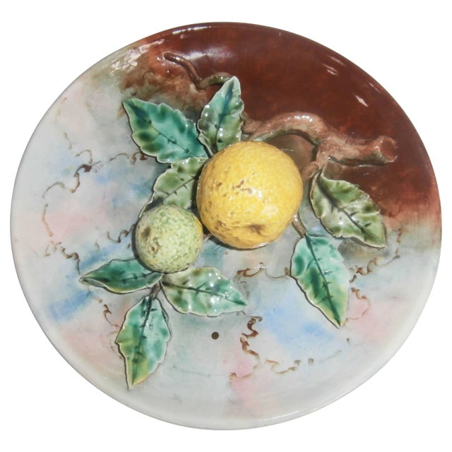 French Provincial 19th Century French Provincial Fives Lille Majolica Grapefruit Wall Plate For Sale - Image 3 of 7