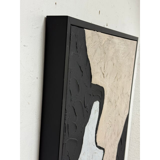 Abstract Textural Artwork of Tan + Metallic Silver, Framed For Sale - Image 10 of 12