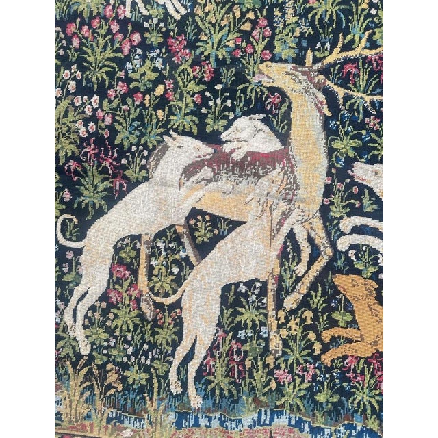 French Aubusson Style Needlepoint Tapestry with Medieval Design, 1970s For Sale - Image 3 of 18