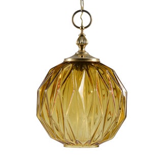 Chandelier in Faceted Amber Glass from Targetti Sankey, Italy, 1980 For Sale