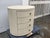 Modern Kathy Kuo Beatrice Modern Classic Cream Painted Linen Oval Nightstand For Sale - Image 3 of 12