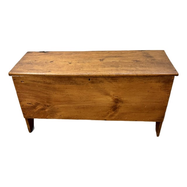 18th Century American 6 Board Pine Blanket Chest With Boot Jack Ends For Sale
