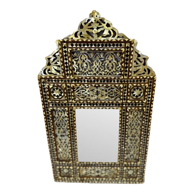 Handmade Mother of Pearl Inlaid Wooden Mirror Frame For Sale