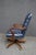 Blue Tufted Leathercraft Swivel Office Chair With Cherry Frame For Sale - Image 8 of 10