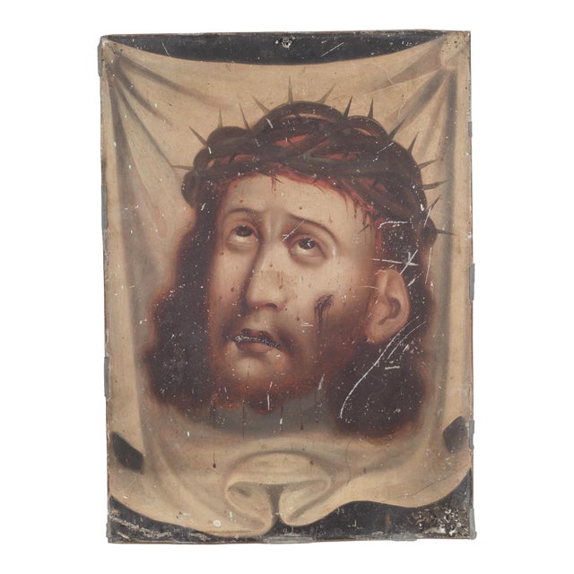Late 19th C. Mexican Retablo "Veronica's Veil" c.1880 For Sale