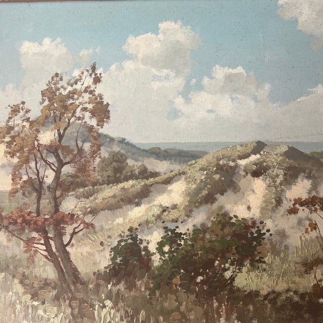 Oil on Canvas European School Titled Sarbov Landscape Framed Signed by Slovakian Artist Peter Tux Made in 1964 For Sale - Image 4 of 9