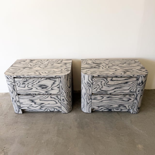 1980s Pair of Postmodern 1980s Grey Nightstands For Sale - Image 5 of 13