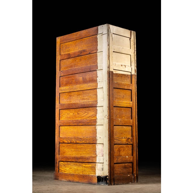 Antique Oak Filing Cabinet With Brass Hardware For Sale - Image 4 of 17