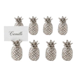 Vintage “Two’s Company” Silver Pineapple Place Card Holders Never Used Set of 8 - Palm Beach Chic, Grandmillennial & Tropical Entertaining - See Pics! For Sale
