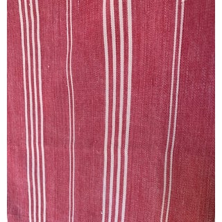 Vintage Red and White Striped Fabric - 2.25 Yards For Sale