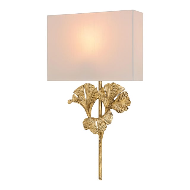 Currey & Company Gingko Wall Sconce, Gold For Sale