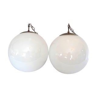 Vintage Pendant Globe Pendant Lights - A Pair For Sale