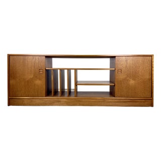 Mid Century Danish Modern Teak Media / Stereo Cabinet Console Credenza by Feldballes Mobelfabrik For Sale
