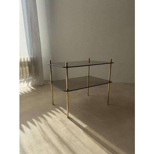 Vintage Smoked Glass and Brass Side Table, 1970s For Sale - Image 11 of 12