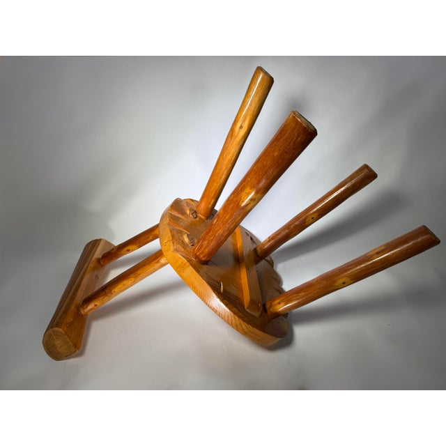 Wood Handcrafted German Folk Pine Chair With Scalloped Seat, Mid-20th Century For Sale - Image 7 of 12