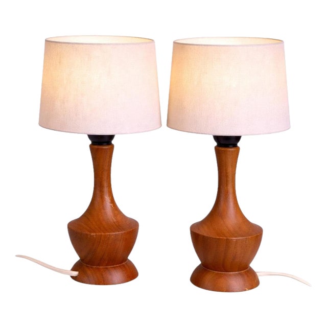 Scandinavian Modern Teak Table Lamps from Markslöjd, Sweden, 1950s, Set of 2 For Sale
