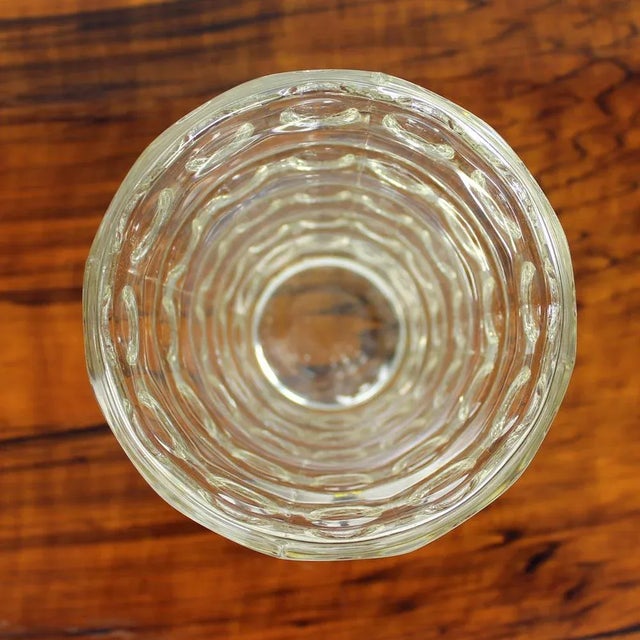 Beautiful vintage glass vase made of pressed clear transparent glass. designed by Frantisek Peceny for Hermanova Hut in...