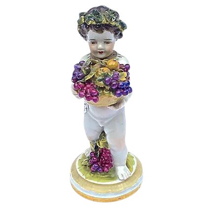 Antique Muller Volkstedt Porcelain Cherub Figurine For Sale