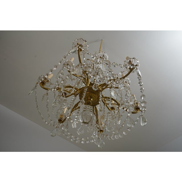 1980s French Style Crystal & Brass 12 Arm Chandelier For Sale - Image 12 of 12