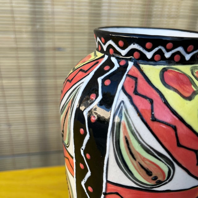 Hand Painted Studio Pottery Vase by the Uncedo Project South Africa. Dated 2002 For Sale - Image 11 of 13