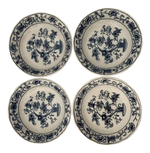 Vintage Blue & White Double Phoenix Ming Tree Dessert / Fruit Bowls S-4